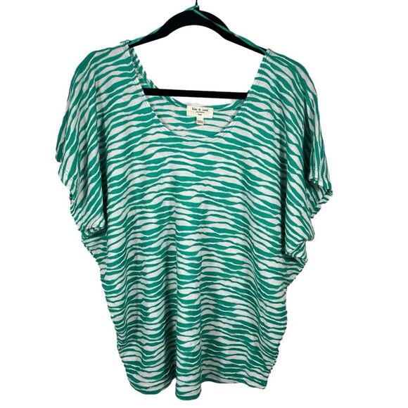 Kim & Cami LA Women’s Dolman Sleeve Wavy Stripe Shirt Size Large NWOT MSRP $49 - Picture 1 of 7